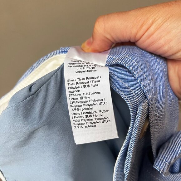 NEW J.Crew Women's Blue Button-Front Belted Skirt Size 0 Linen‎ Blend - Picture 6 of 7